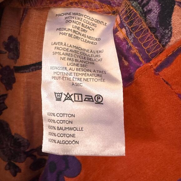 Anthropologie The Sommerset Puff Sleeve 100% Cotton Maxi Dress Purple Sz L - Picture 11 of 11